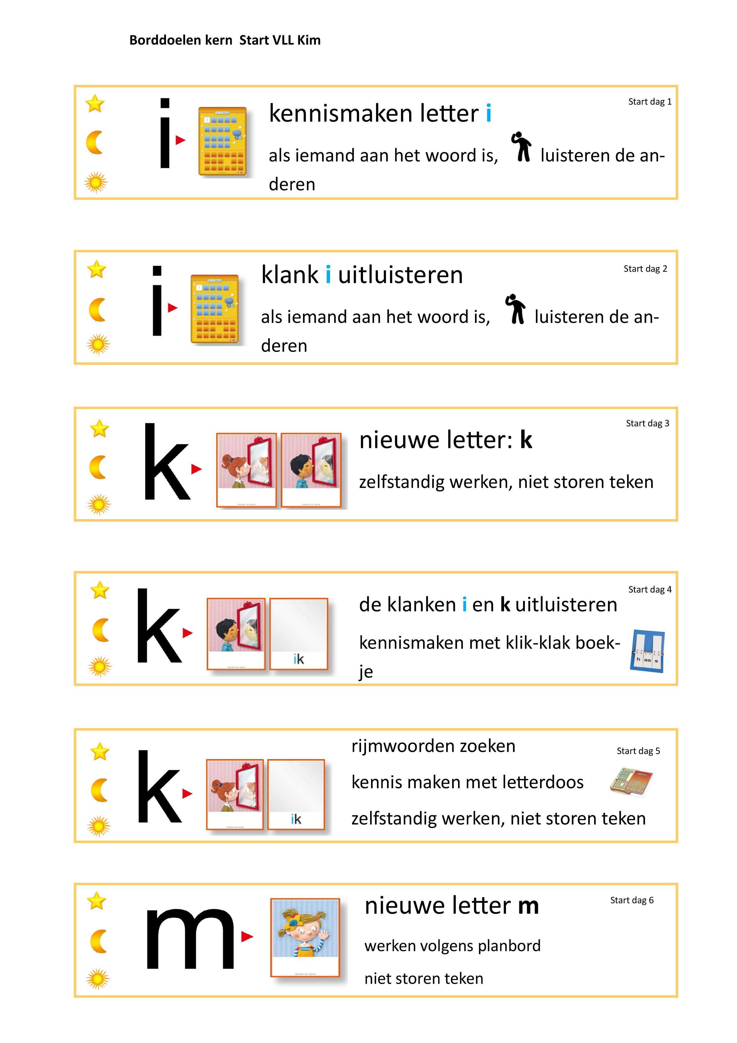 Uitgelezene Doelkaarten per dag voor Kern start t/m Kern afsluiting – jufbijtje.nl YO-53